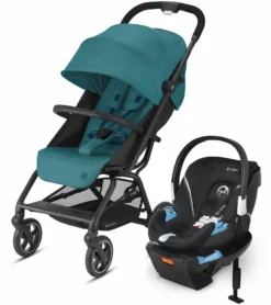 Cybex Eezy S+ 2 + Aton 2 Sensorsafe Travel System Bundle - River Blue / Lavastone Black