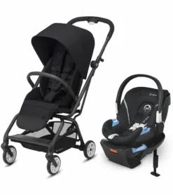 Cybex Eezy S Twist 2 Stroller + Aton 2 SensorSafe Travel System Bundle - Deep Black / Lavastone Black