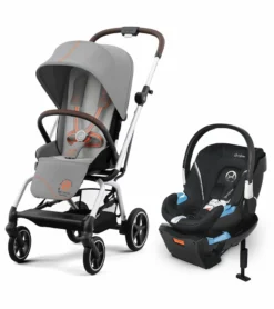 Cybex Eezy S Twist +2 V2 Stroller + Aton 2 Sensorsafe Travel System Bundle - Lava Grey / Lavastone Black