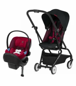 Cybex Eezy S Twist Stroller + Aton M Infant Car Seat Travel System Bundle - Ferrari Victory Black / Ferrari Red