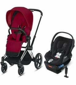 Cybex EPriam + Cloud Q SensorSafe Travel System - Chrome / Black / True Red / Stardust Black