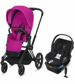 Cybex EPriam + Cloud Q SensorSafe Travel System - Matte Black / Fancy Pink / Stardust Black