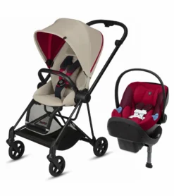 Cybex Mios Stroller + Aton M Infant Car Seat Travel System Bundle - Ferrari Silver Grey / Ferrari Red