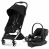 Cybex Orfeo Compact Stroller + Aton G SensorSafe Travel System Bundle - Moon Black / Moon Black