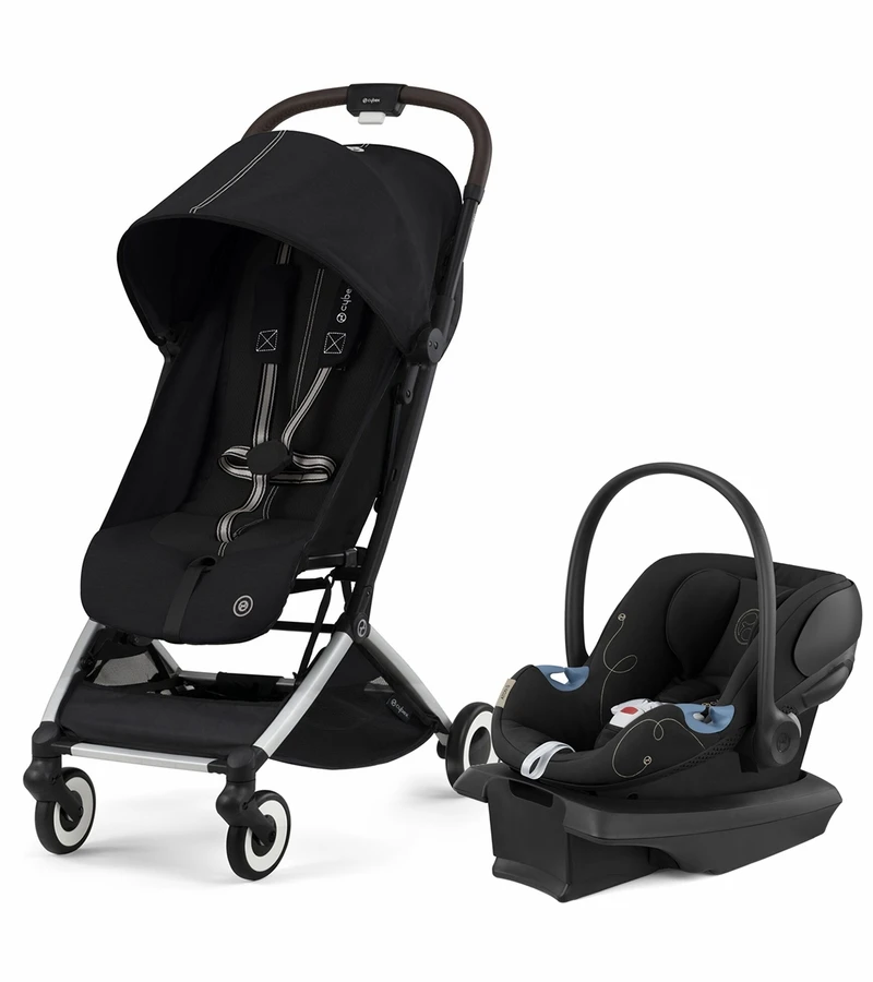 Cybex Orfeo Compact Stroller + Aton G SensorSafe Travel System Bundle - Moon Black / Moon Black 1 Cybex Orfeo Compact Stroller + Aton G SensorSafe Travel System Bundle - Moon Black / Moon Black