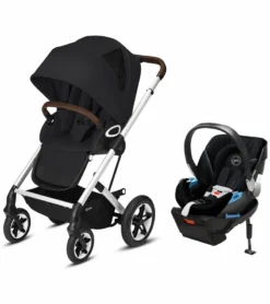 Cybex Talos S Lux All-Terrain Stroller + Aton 2 SensorSafe Travel System Bundle - Deep Black / Lavastone Black