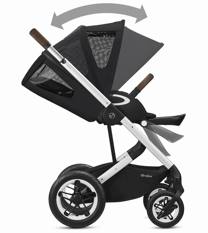 Cybex Talos S Lux All-Terrain Stroller + Aton 2 SensorSafe Travel System Bundle - Deep Black / Lavastone Black 4 Cybex Talos S Lux All-Terrain Stroller + Aton 2 SensorSafe Travel System Bundle - Deep Black / Lavastone Black - Image 4