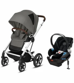 Cybex Talos S Lux All-Terrain Stroller + Aton 2 SensorSafe Travel System Bundle - Soho Grey / Lavastone Black