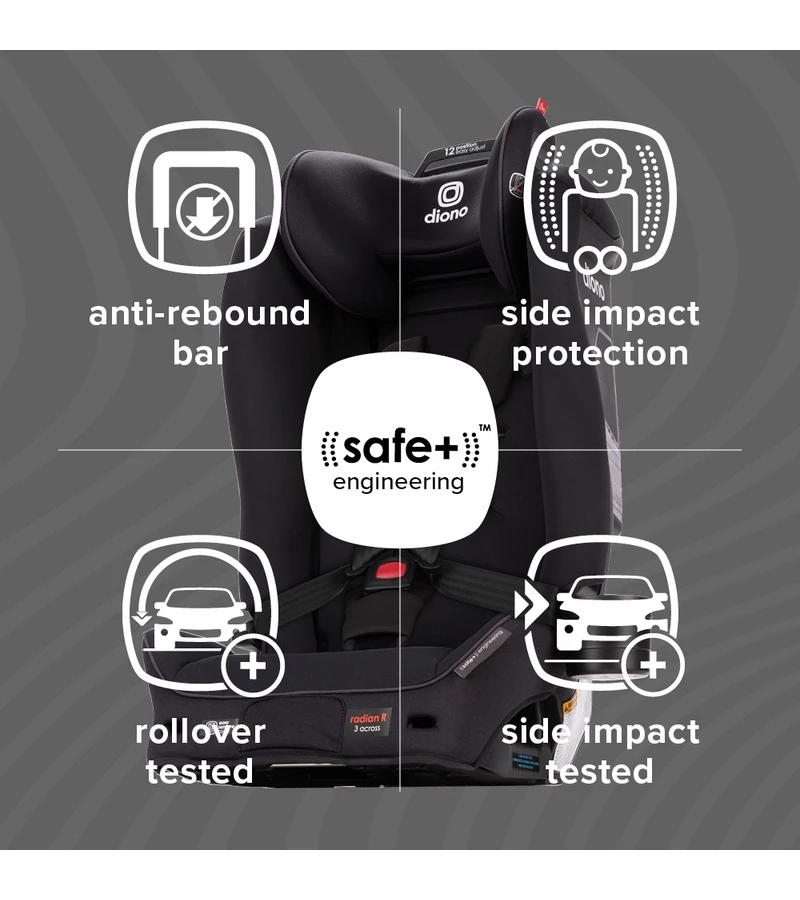 Diono Radian 3R SafePlus All-in-One Convertible Car Seat - Jet Black 3 Diono Radian 3R SafePlus All-in-One Convertible Car Seat - Jet Black - Image 3