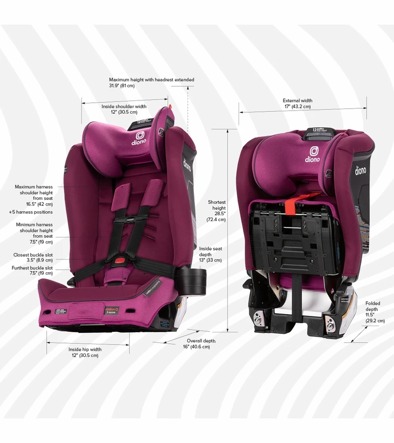 Diono Radian 3R SafePlus All-in-One Convertible Car Seat - Purple Plum 2 Diono Radian 3R SafePlus All-in-One Convertible Car Seat - Purple Plum - Image 2