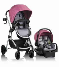 Evenflo Pivot Modular Travel System With Safemax Infant Car Seat - Dusty Rose