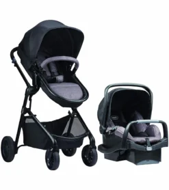 Evenflo Pivot Travel System With SafeMax Infant Car Seat - Casual Gray