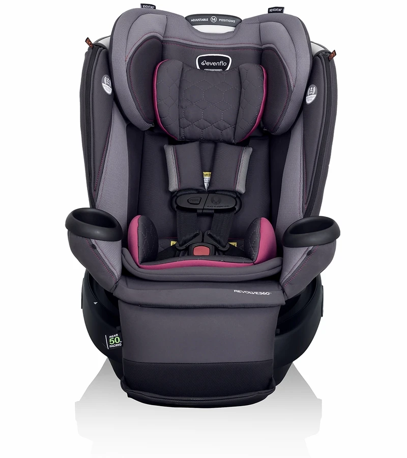 Evenflo Revolve360 Extend Rotational All-in-one Convertible Car Seat With Quick Clean Cover - Rowe Pink 2 Evenflo Revolve360 Extend Rotational All-in-one Convertible Car Seat With Quick Clean Cover - Rowe Pink - Image 2