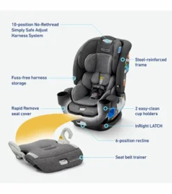 Graco 4Ever DLX Grad 5-in-1 All-in-One Convertible Car Seat - Harrison -Britax || Graco || Maxi-Cosi Shop graco 4ever dlx grad 5 in 1 all in one convertible car seat harrison 12