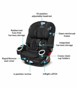 Graco 4Ever DLX SnugLock 4-in-1 Convertible Car Seat - Tomlin -Britax || Graco || Maxi-Cosi Shop graco 4ever dlx snuglock 4 in 1 convertible car seat tomlin 136