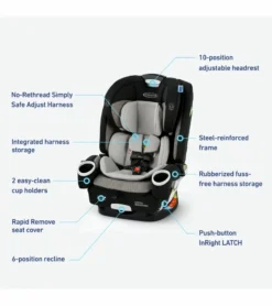 Graco 4Ever DLX SnugLock Grow 4-in-1 Convertible Car Seat - Henry -Britax || Graco || Maxi-Cosi Shop graco 4ever dlx snuglock grow 4 in 1 convertible car seat henry 129