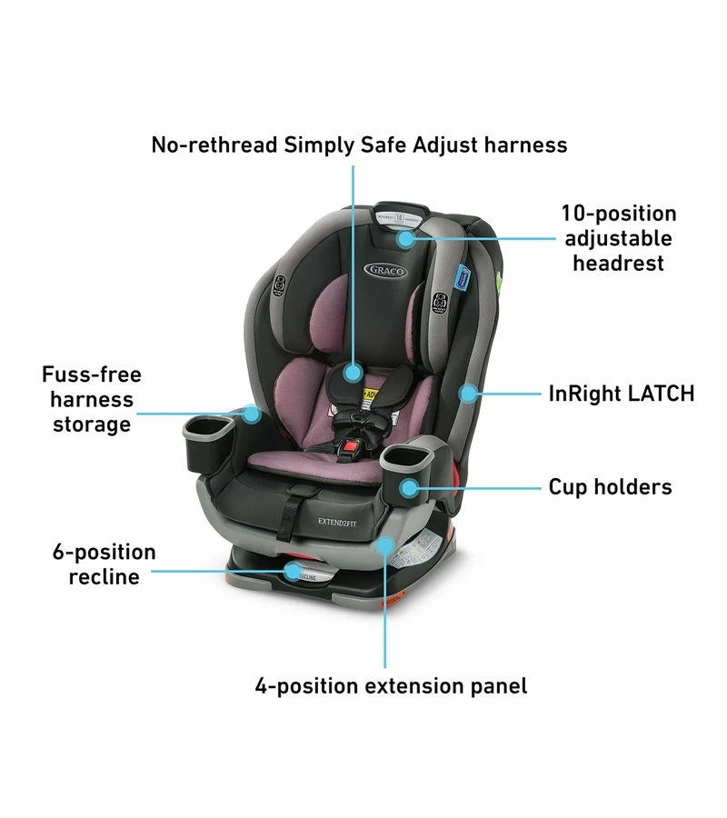 Graco Extend2Fit 3-in-1 All-in-One Convertible Car Seat - Norah 3 Graco Extend2Fit 3-in-1 All-in-One Convertible Car Seat - Norah - Image 3