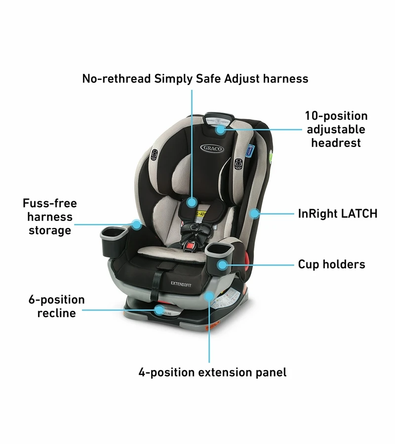 Graco Extend2Fit 3-in-1 All-in-One Convertible Car Seat - Stocklyn 3 Graco Extend2Fit 3-in-1 All-in-One Convertible Car Seat - Stocklyn - Image 3
