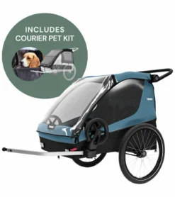 Thule Courier Bicycle Trailer + Pet Kit Bundle - Aegean Blue