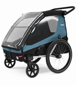 Thule Courier Bicycle Trailer + Pet Kit Bundle - Aegean Blue -Britax || Graco || Maxi-Cosi Shop thule courier bicycle trailer pet kit bundle aegean blue 151