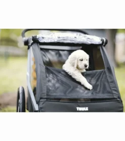 Thule Courier Bicycle Trailer + Pet Kit Bundle - Aegean Blue -Britax || Graco || Maxi-Cosi Shop thule courier bicycle trailer pet kit bundle aegean blue 153